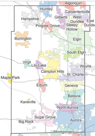 Map of Kane County communities