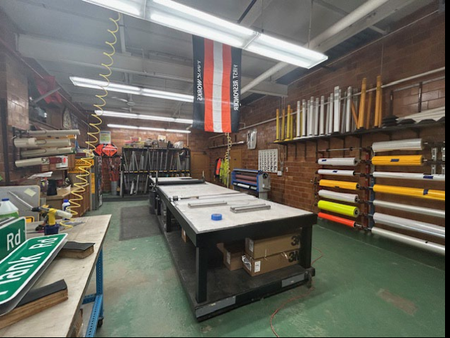 Sign making shop at the Kane County Division of Transportation