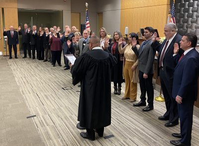 Kane County Board members take the oath of office on December 5. 