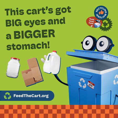 Loop the Cart, the mascot of the Feed the Cart campaign
