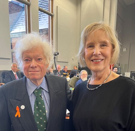 Ken Shepro standing with Kane County Board Chairman Corinne Pierog