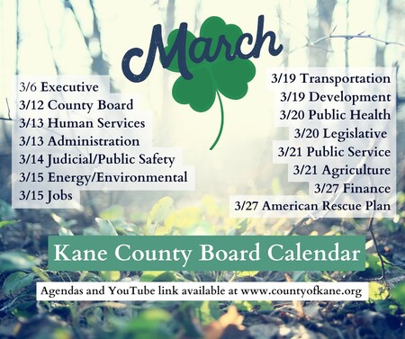 Kane County Board Calendar for March 2024