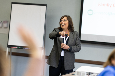 Dr. Deanna Oliver, Assistant Regional Superintendent, presenting at Kane County Institute Day