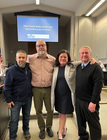 Kane County IT Department Employee Gary Erickson (far right) 40 years of service. See photo gallery below. 