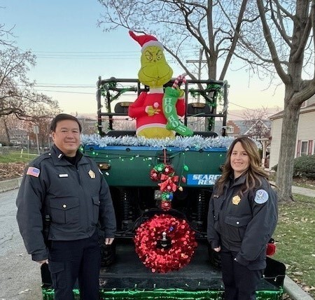 Kane County Office of Emergency Management Volunteers Jeff Wong and Jennifer Hagen