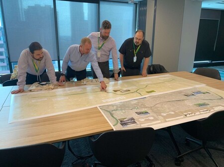 Kane County’s Deputy Director of Transportation Tom Rickert (far right) participated in a Study Tour as part of a contingent representing the Chicago Metro Chapter of the American Public Works Association (APWA).