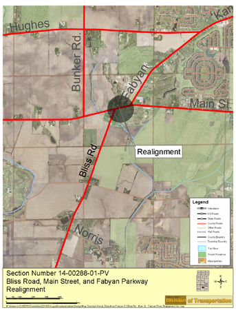 Bliss Road-Main Street Road-Fabyan Parkway Intersection 