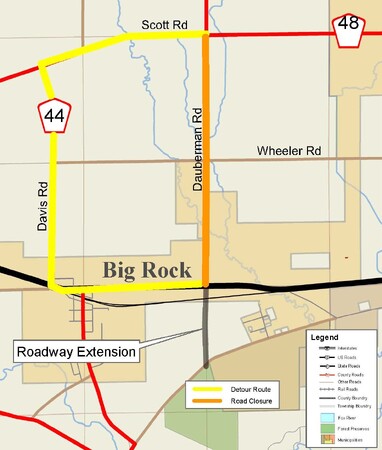 Dauberman Road will be closed to through traffic from Scott Road to US 30 beginning the week of June 5, 2023