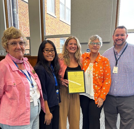 Board Member Cherryl Strathman, Dianna Strong, Kane Co. Health Dept., Christine Birns with the U of I Extension, Board Member Anita Lewis and Michael Isaacson, Exec Director Kane Co Health Dept. 