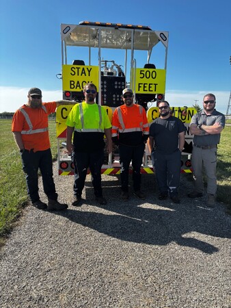 The truck, purchased this past year, requires a four-person crew.