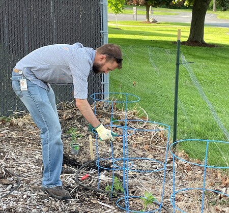 Kane County staff volunteers developed and maintain the 24-by-24-foot garden plot on the Geneva campus. 