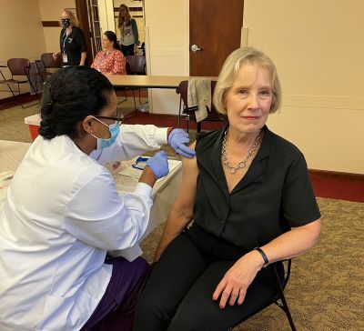 Kane County Board Chair Corinne Pierog recently received her flu vaccine. 