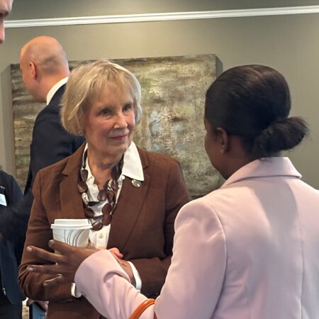 Kane County Board Chairman Corinne Pierog answers questions following the State of the County Event 