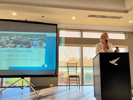 Kane County Board Chairman Corinne Pierog delivered a State of the County address before an audience of more than 125 people,