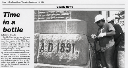 Article from Sept. 15 1994 from the Republican newspaper