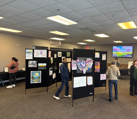 More than 50 pieces of artwork created by participants in Kane County's specialty courts.