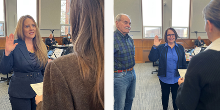 Swearing in ceremony Tuesday Feb. 10 2026 for two newly appointment Kane County board representatives 