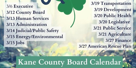 Kane County Board Calendar for March 2024