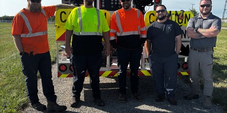 The truck, purchased this past year, requires a four-person crew.