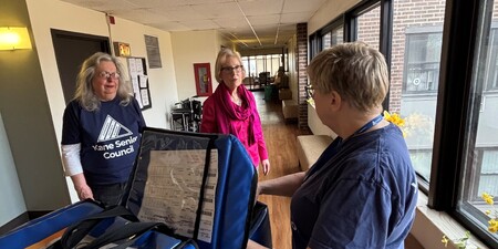 Volunteer Tina Johnson and Kane County Board Chairman Corinne Pierog