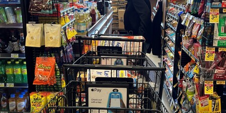 Leslie Juby waits in the checkout line for her total in the 25th Annual Shopping Spree 