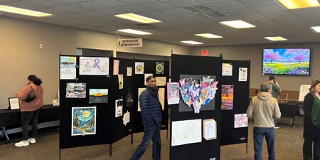 More than 50 pieces of artwork created by participants in Kane County's specialty courts.