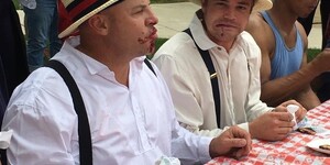 Past participants in the blueberry-pie-eating contest