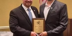 Kane County Veterans Assistance Commission Supt. Jake Zimmerman with Veterans Service Officer of the Year Jesus Arteaga