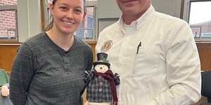 Maddie Bozik pictured with Kane County Office of Emergency Management Director Scott Buziecki 