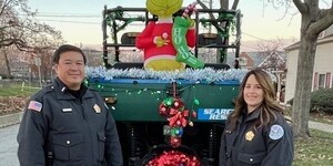 Kane County Office of Emergency Management Volunteers Jeff Wong and Jennifer Hagen