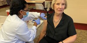 Kane County Board Chair Corinne Pierog recently received her flu vaccine. 