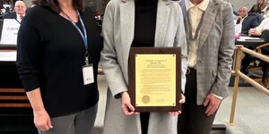 Julia Thvong, Preservation Planner, Shaua Wiet and Kane County Board Chairmann Corinne Pierog