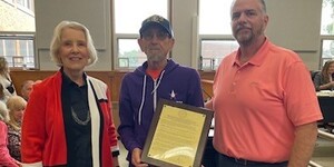 Kane County Board Chair Corinne Pierog, Howard Miller with Brady Against Gun Violence, County Board Member Bill Tarver 