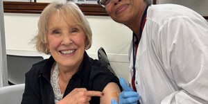 Kane County Board Chair Corinne Pierog receives annual flu shot during County Flu Clinic