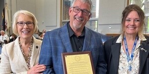 Kane County Board Chairman Corinne Pierog, Steve Pitstick, Board Member and Ag Committee Chair Leslie Juby 