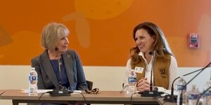 Kane County Board Chairman Corinne Pierog and Julie Yurko, President and CEO of the Northern Illinois Food Bank
