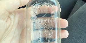 bottle believed to be from J. S. Van Patten & Co., druggists store in St. Charles was recently discovered. 